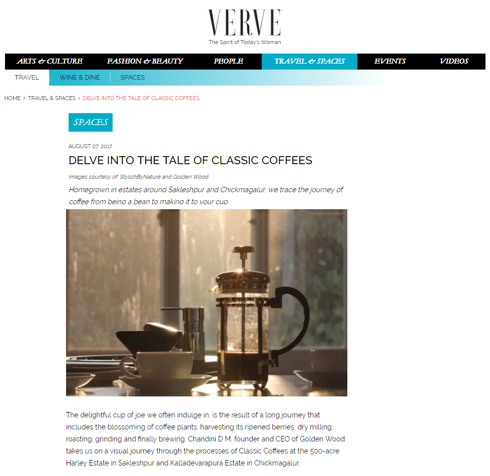 CLASSIC COFFEES - VERVE - 7TH AUG 2017 - ONLINE